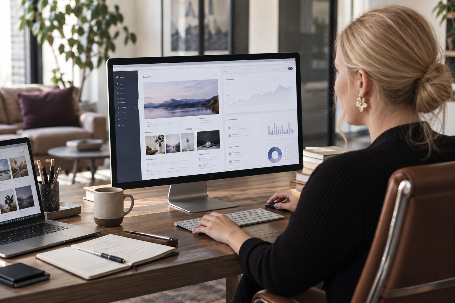 Specialist analyseert een CMS en websiteprestaties